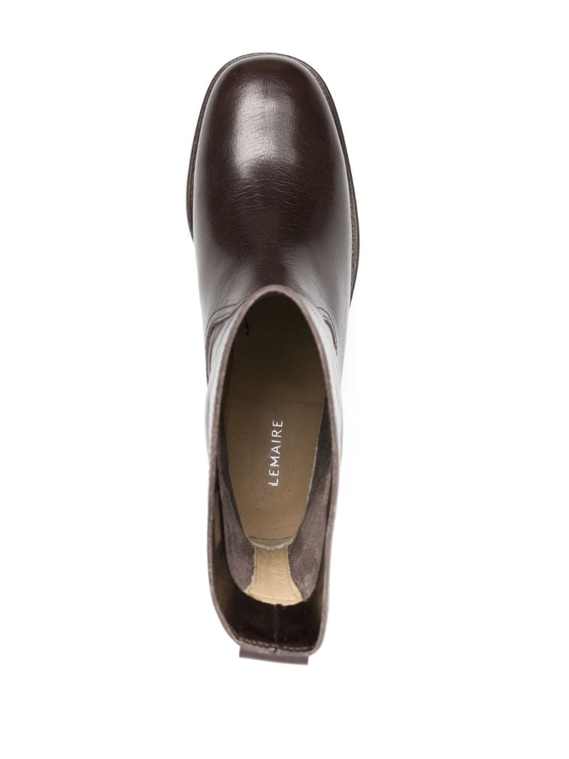 Brown Oblique Tube Leather Boots