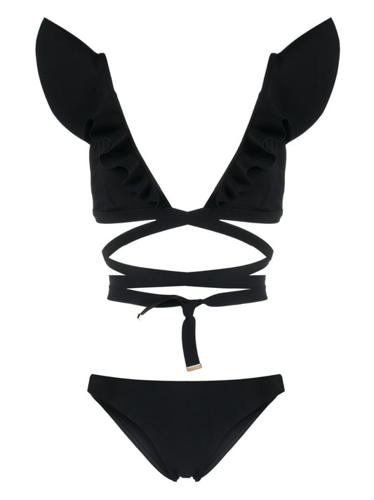 Black Halcyon Ruffled Bikini