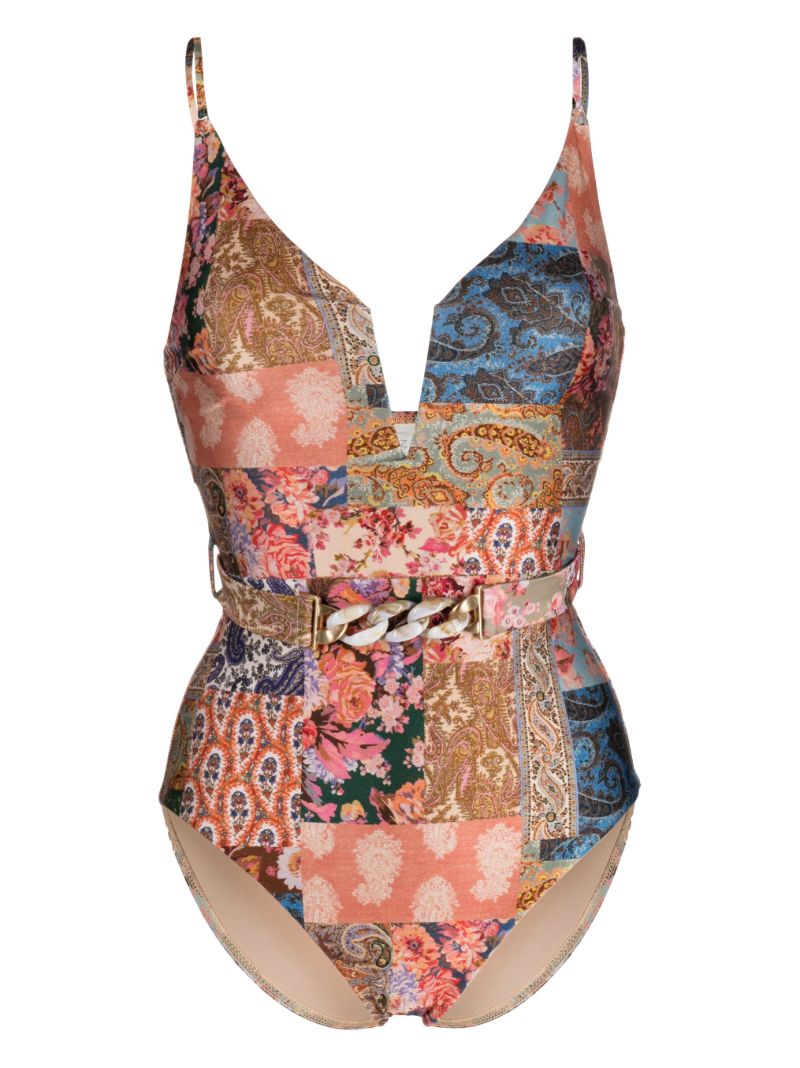 Neutral Devi Patchwork Print Swimsuit