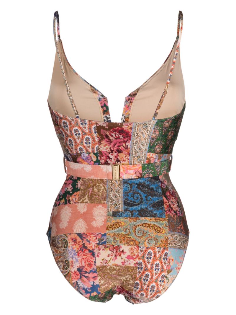 Neutral Devi Patchwork Print Swimsuit