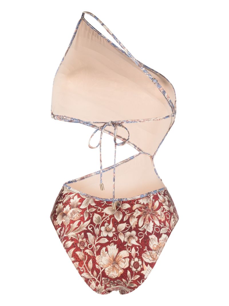 Neutral Chintz Printed Cut-out Swimsuit