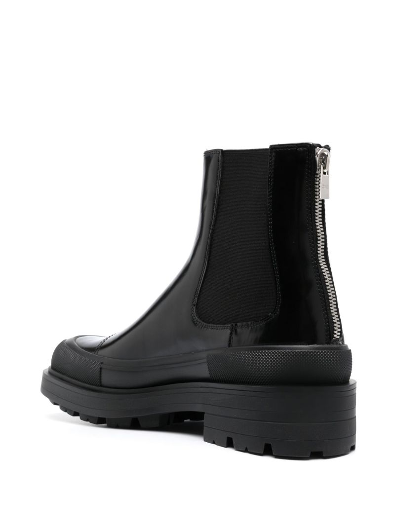 Black Stack Leather Chelsea Boots