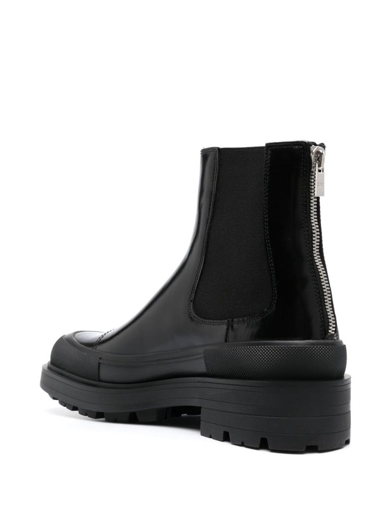 Black Stack Leather Chelsea Boots