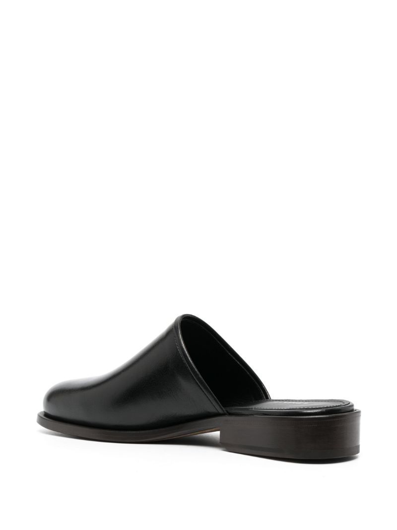 Black Square Toe Leather Mules