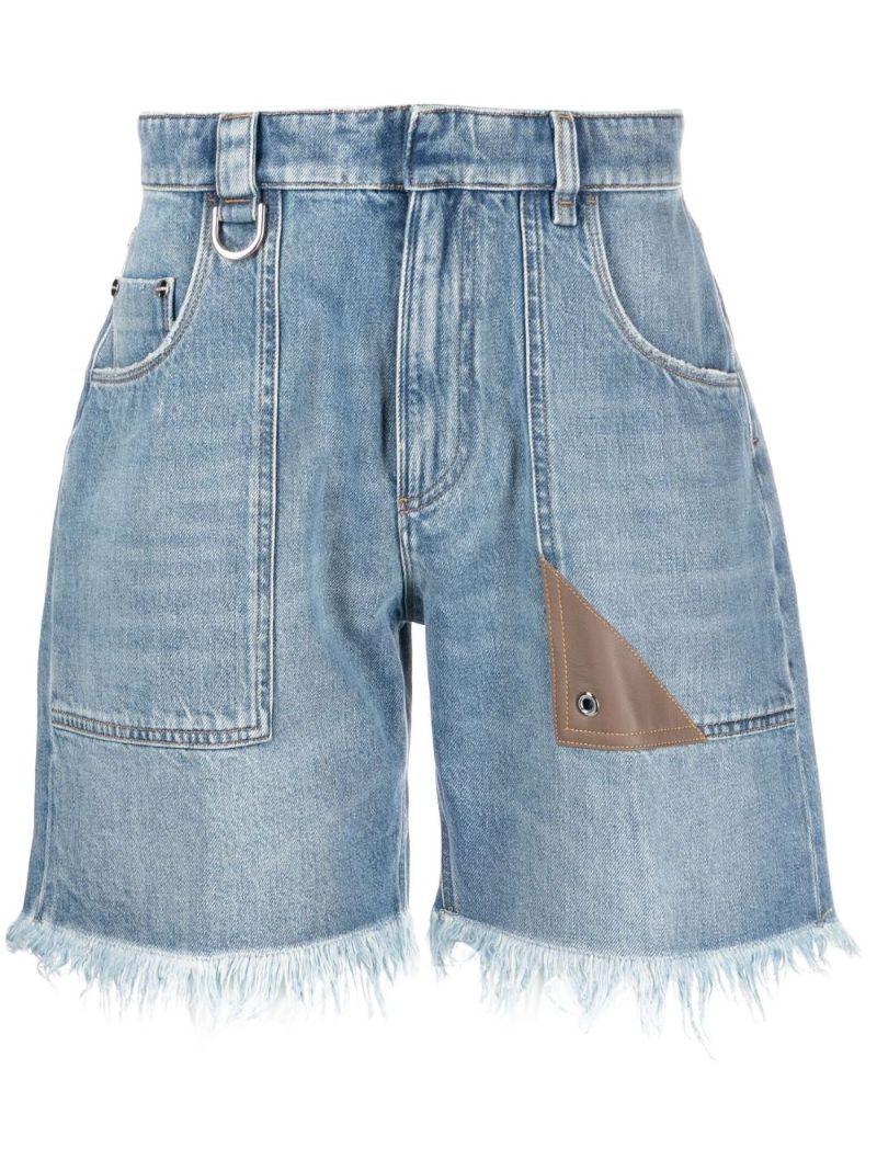 Blue Frayed Denim Shorts