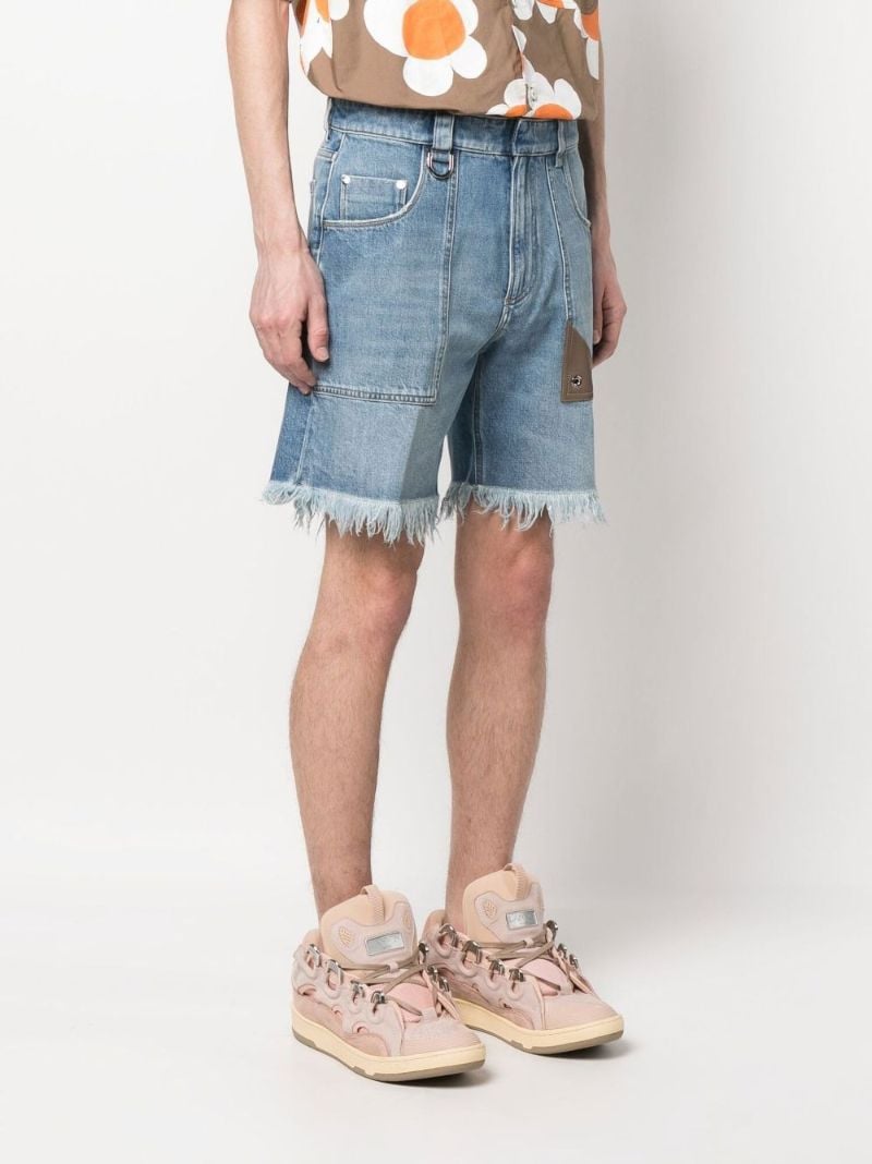 Blue Frayed Denim Shorts