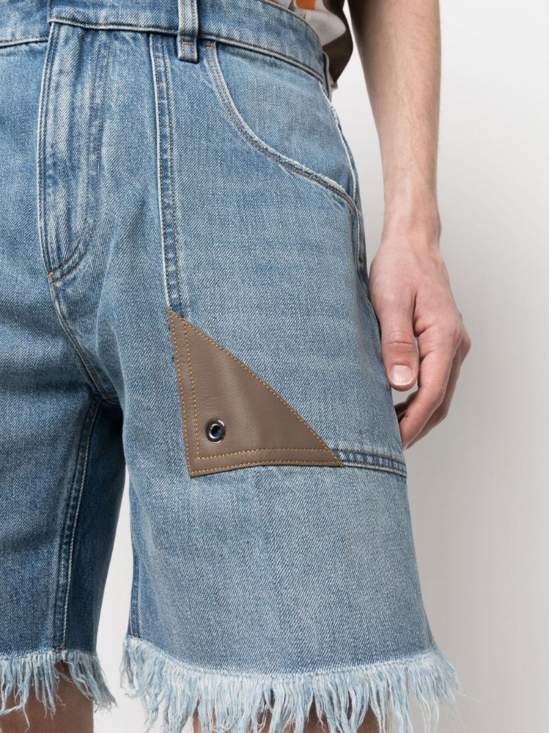 Blue Frayed Denim Shorts
