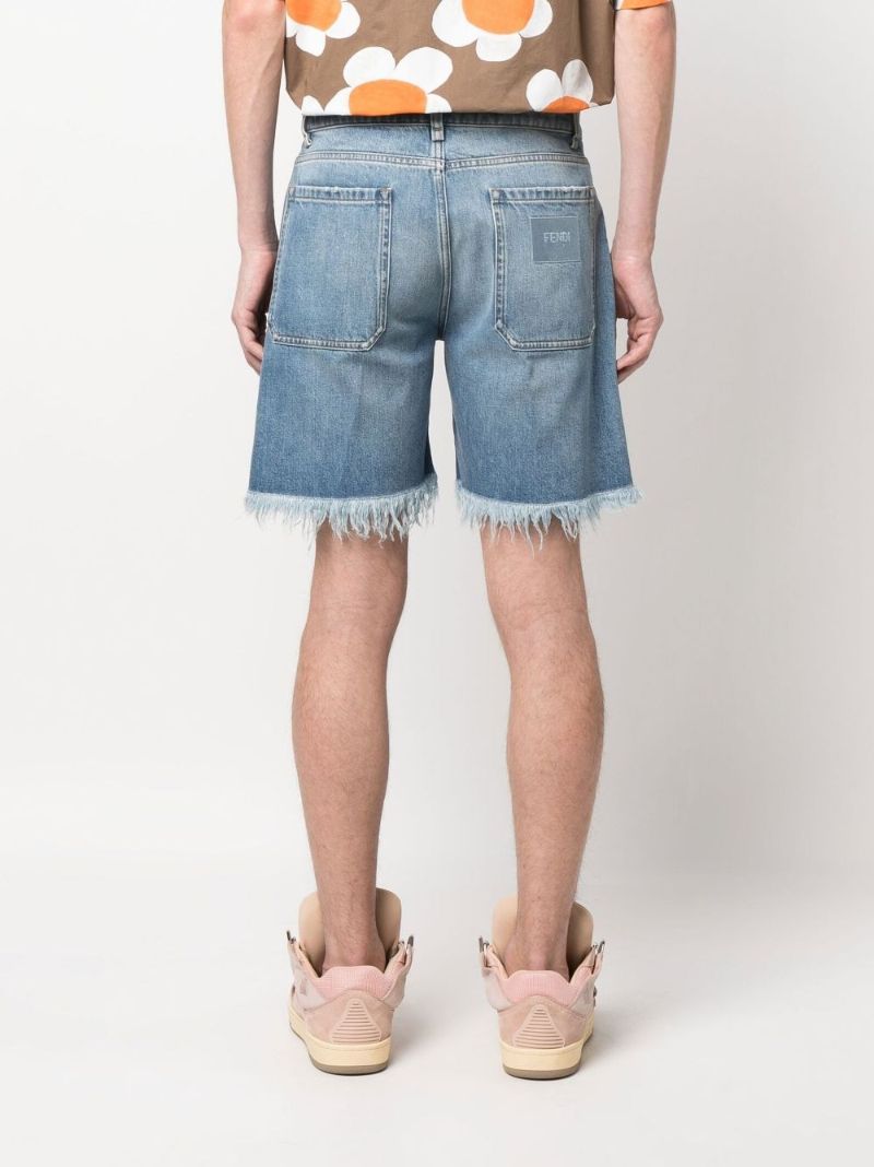 Blue Frayed Denim Shorts