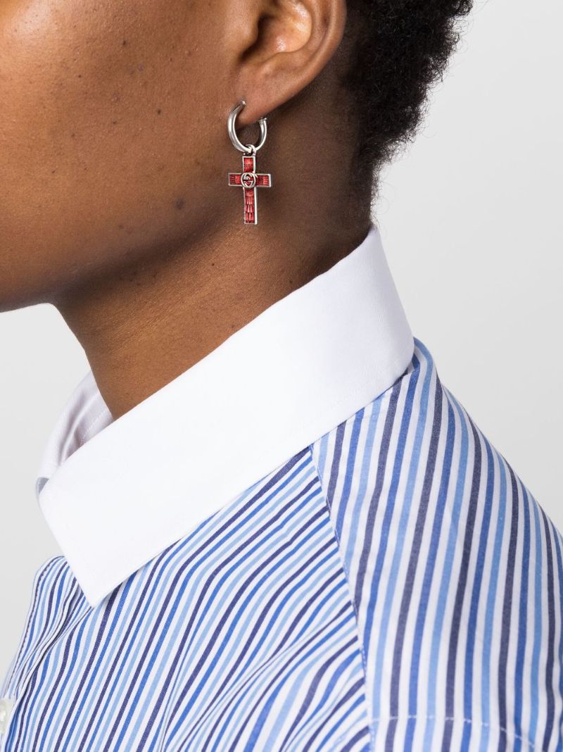 Silver-tone Interlocking G Single Drop Earring