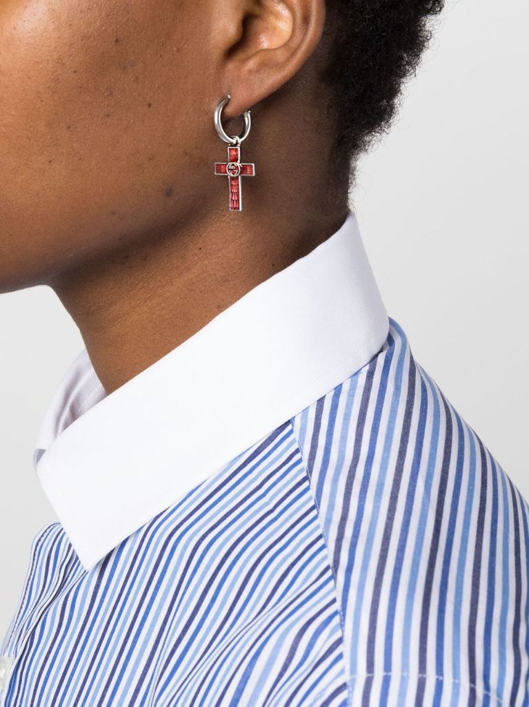Silver-tone Interlocking G Single Drop Earring