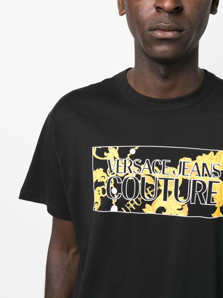 Black Logo Print Cotton T-shirt