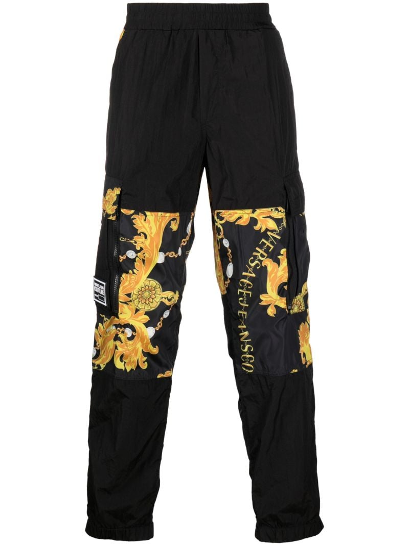 Black Chain Couture Track Pants