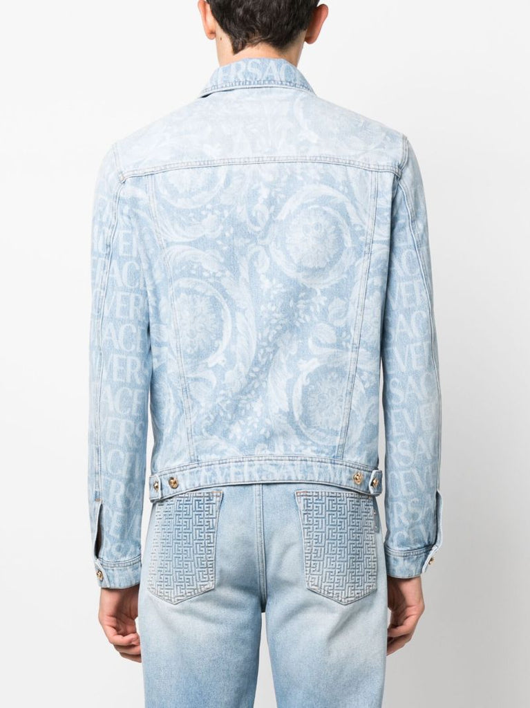 Blue Logo Print Denim Jacket