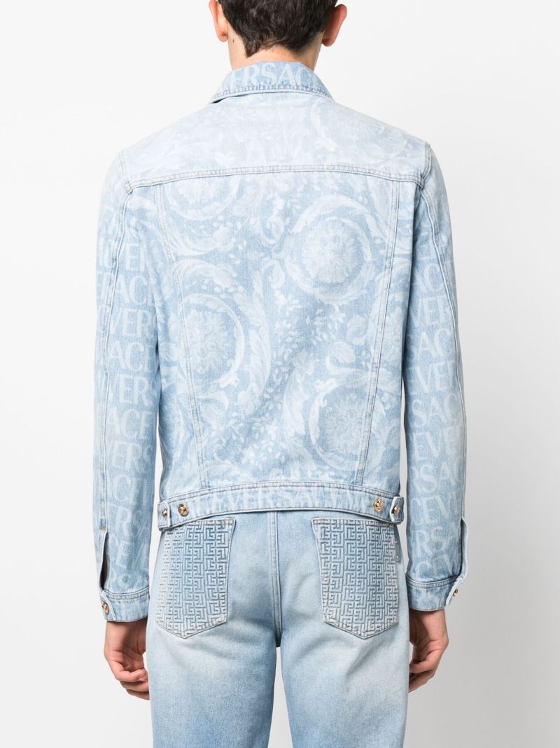 Blue Logo Print Denim Jacket