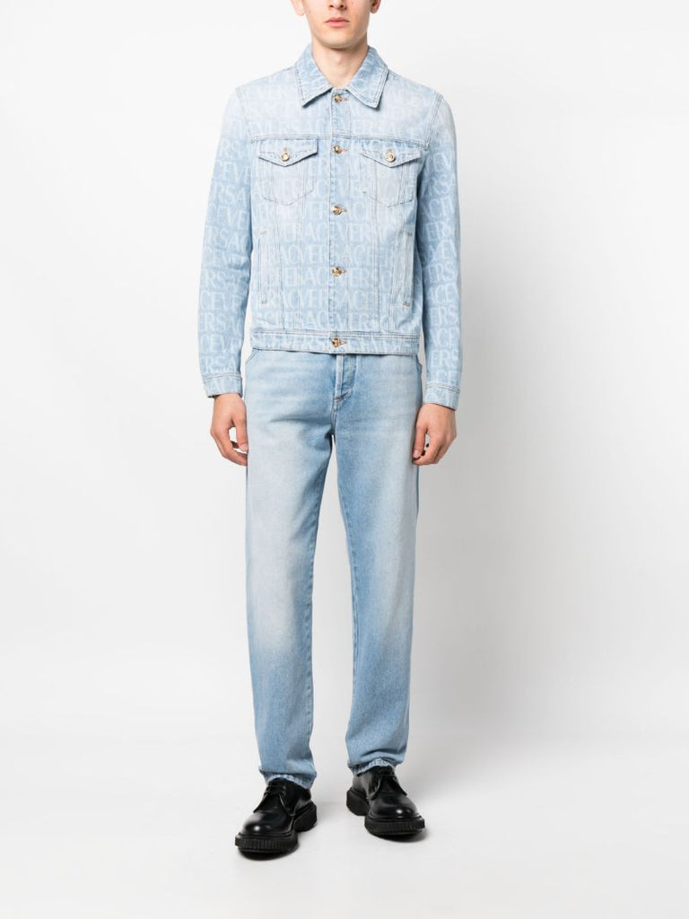 Blue Logo Print Denim Jacket