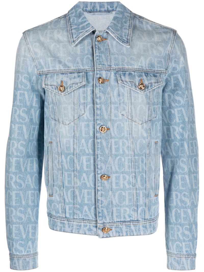 Blue Logo Print Denim Jacket