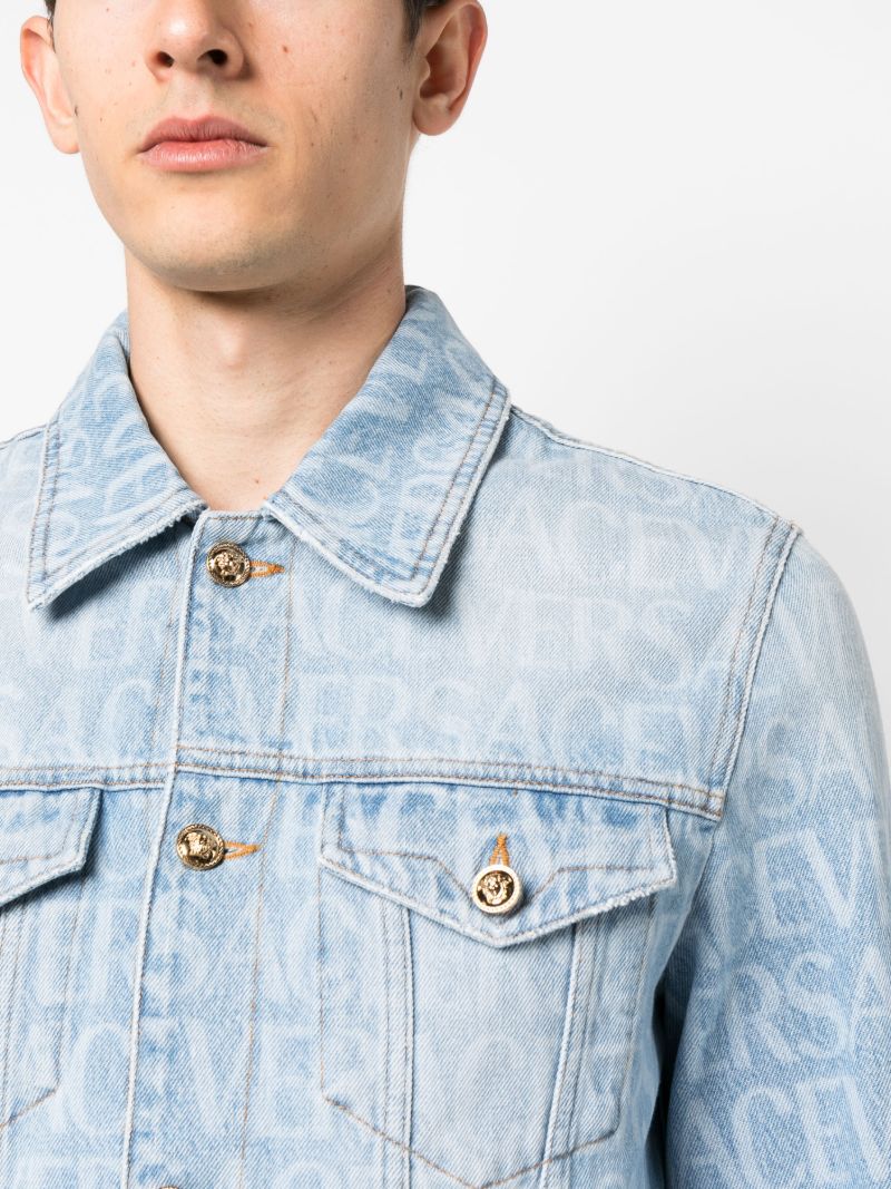 Blue Logo Print Denim Jacket