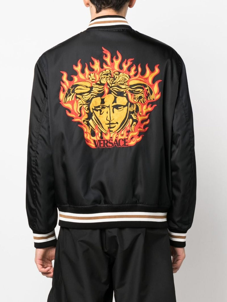 Black Embroidered Bomber Jacket