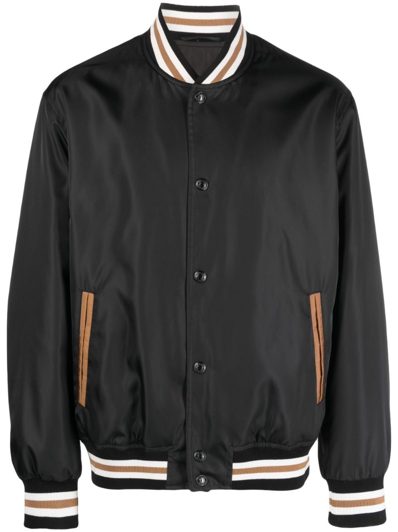 Black Embroidered Bomber Jacket