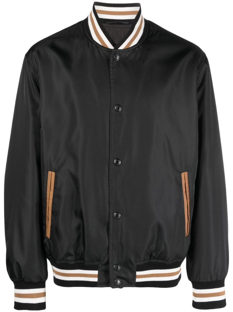 Black Embroidered Bomber Jacket