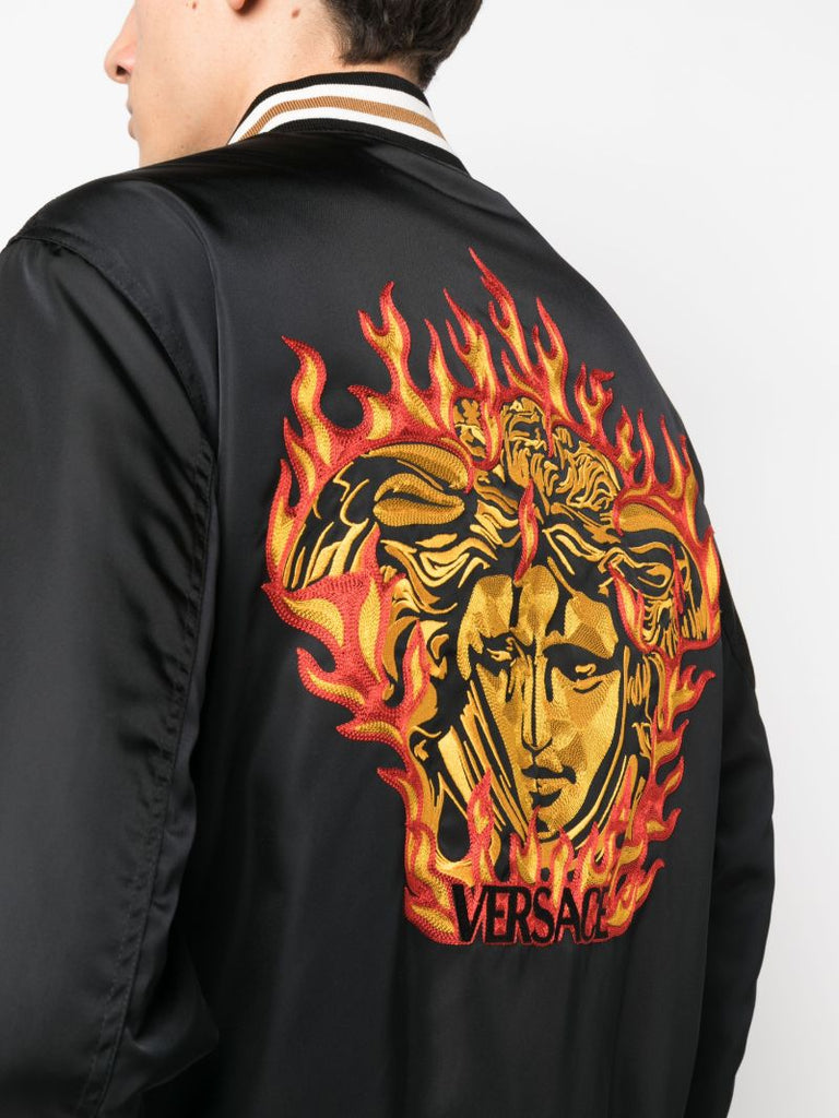 Black Embroidered Bomber Jacket