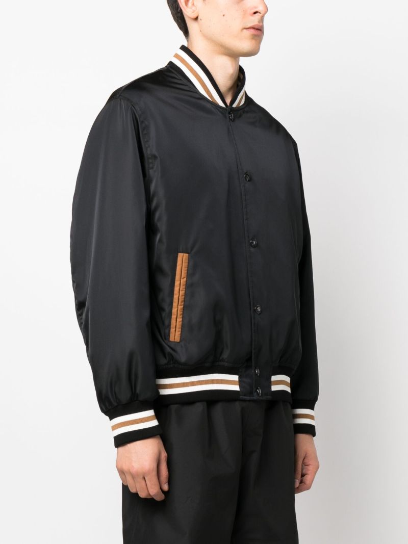 Black Embroidered Bomber Jacket
