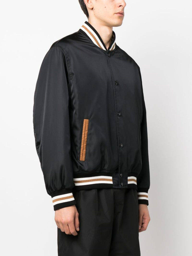 Black Embroidered Bomber Jacket