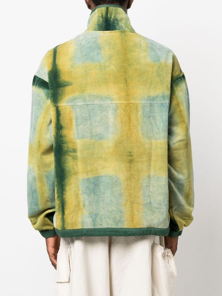 Green Polite Tie-dye Velvet Sweatshirt