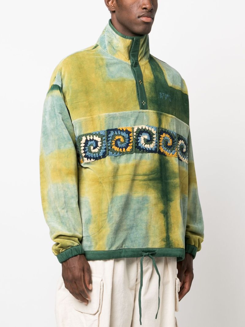 Green Polite Tie-dye Velvet Sweatshirt