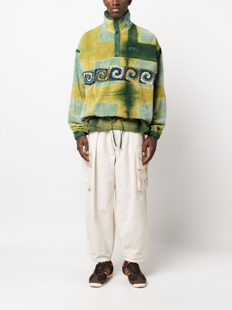 Green Polite Tie-dye Velvet Sweatshirt