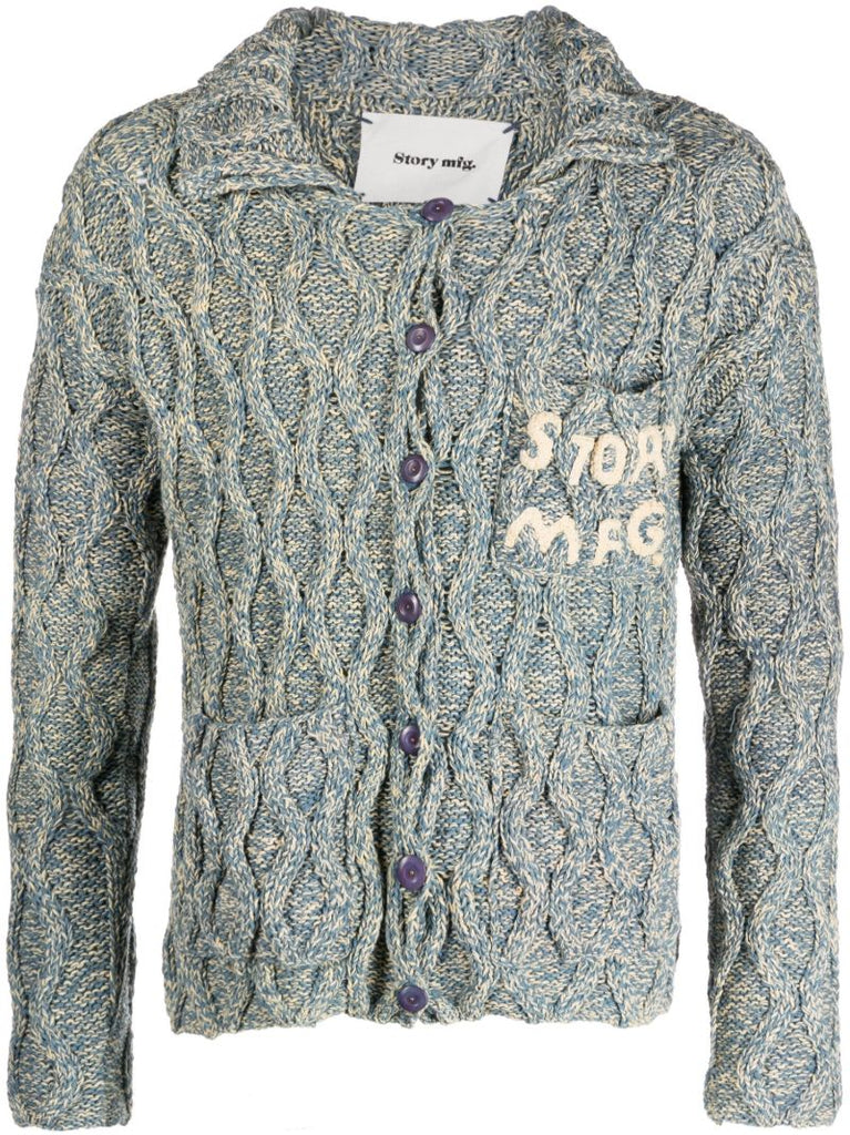 Blue Grandad Organic Cotton Cardigan