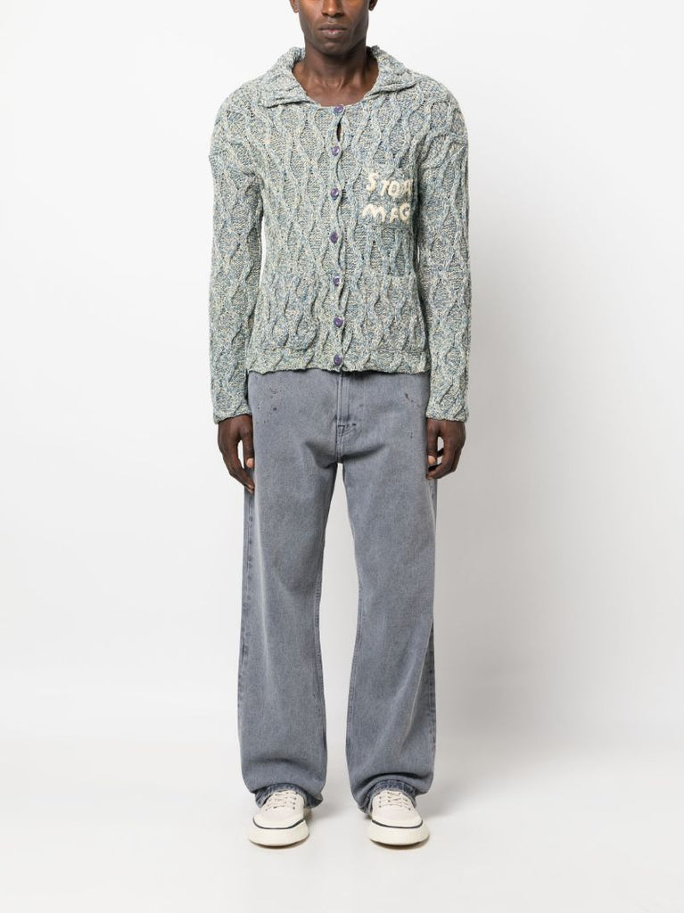 Blue Grandad Organic Cotton Cardigan