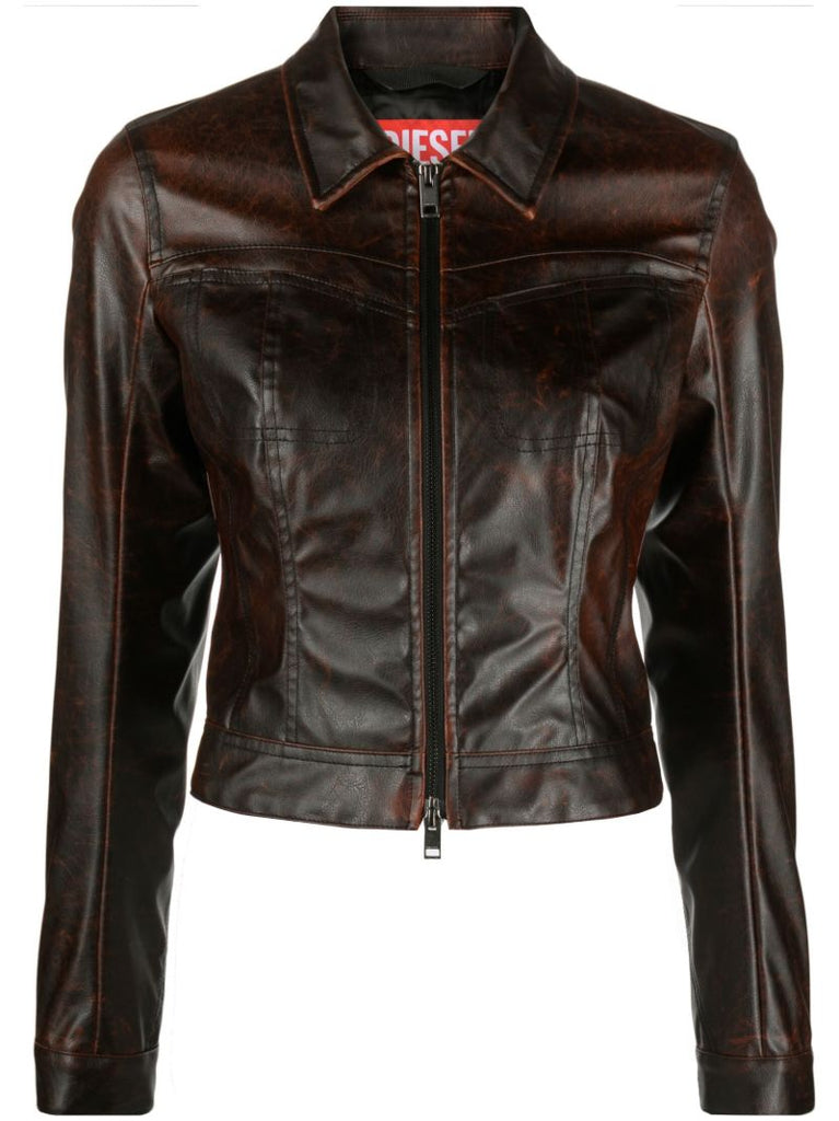 Brown G-kinah Faux-leather Jacket