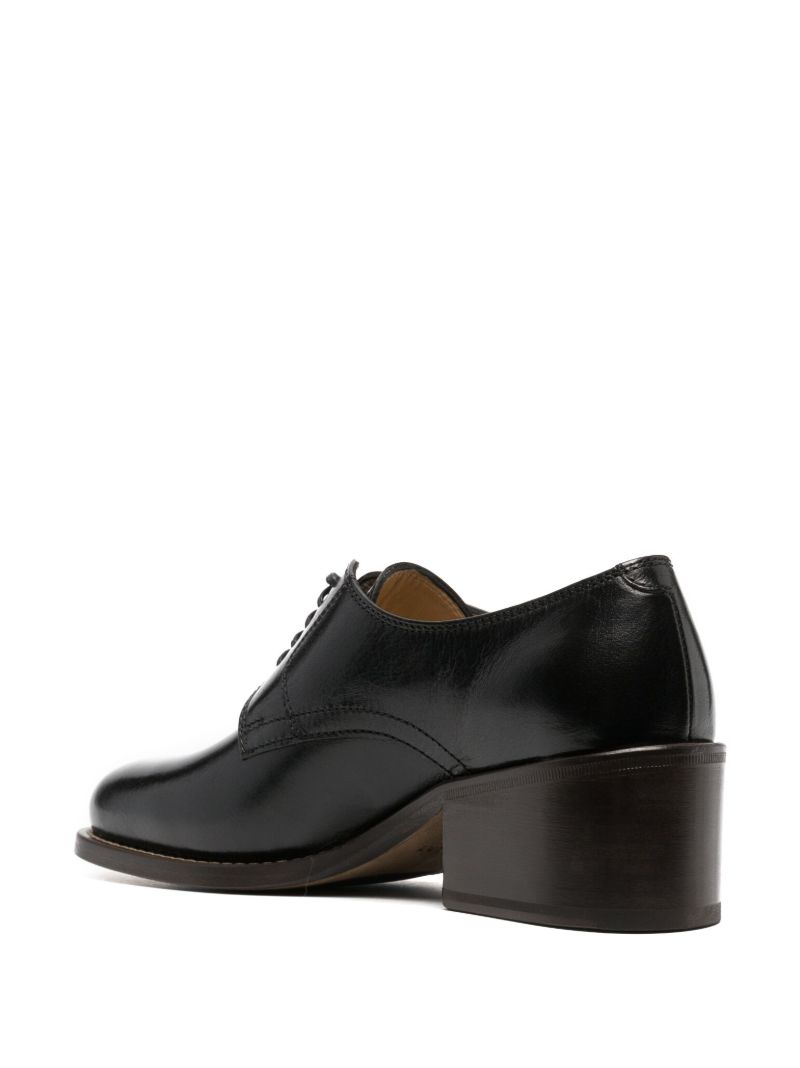 Black Square Toe Leather Derby Shoes
