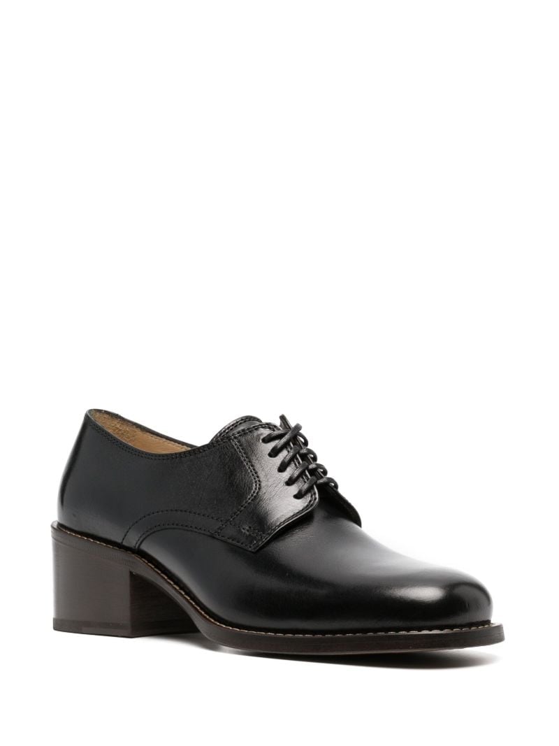 Black Square Toe Leather Derby Shoes