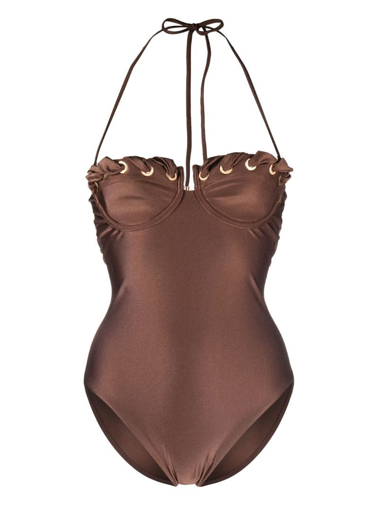 Brown Devi Halterneck Swimsuit