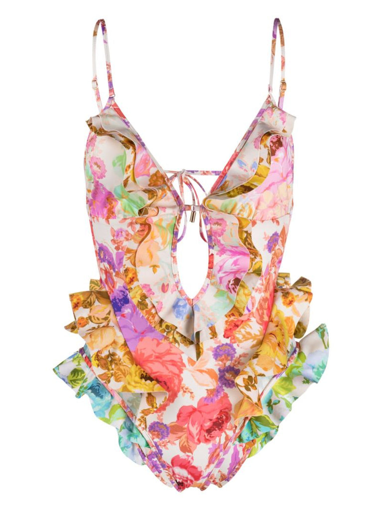 Multicolour Raie Waterfall Floral Print Swimsuit