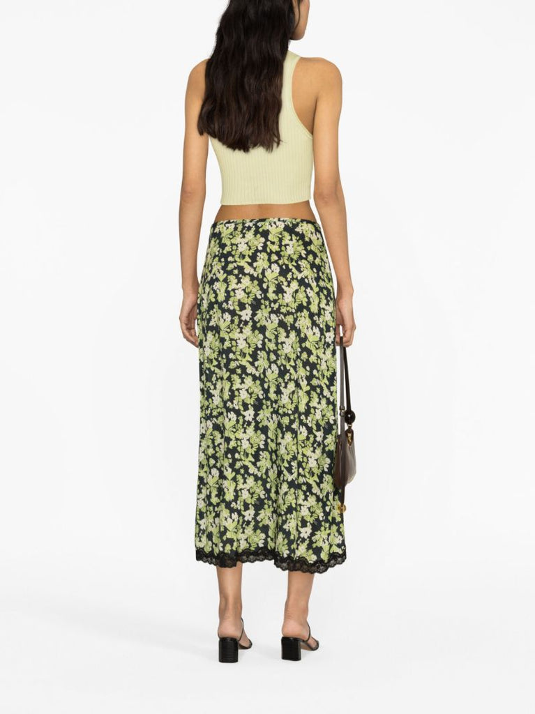 Green Sibilla Floral-print Midi Skirt