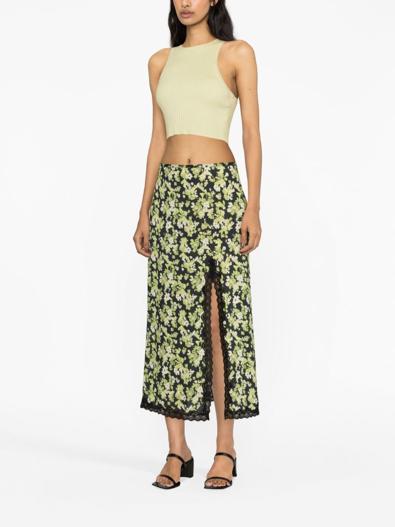 Green Sibilla Floral-print Midi Skirt