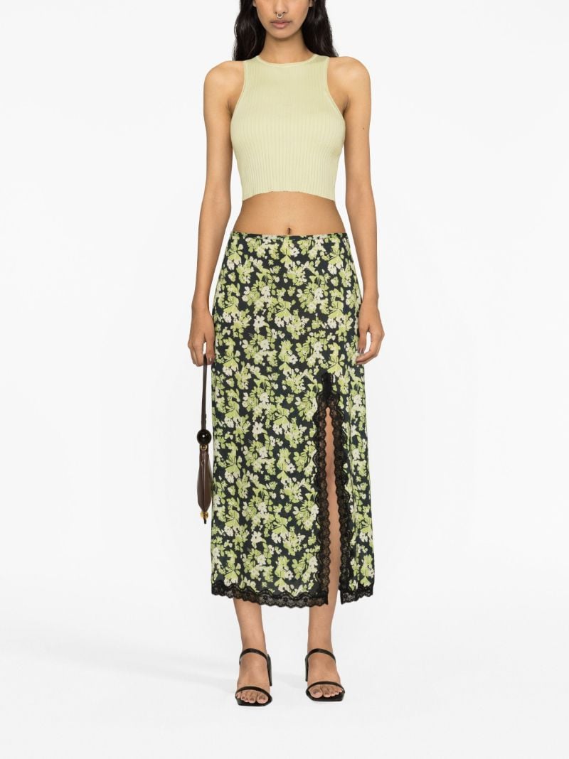 Green Sibilla Floral-print Midi Skirt
