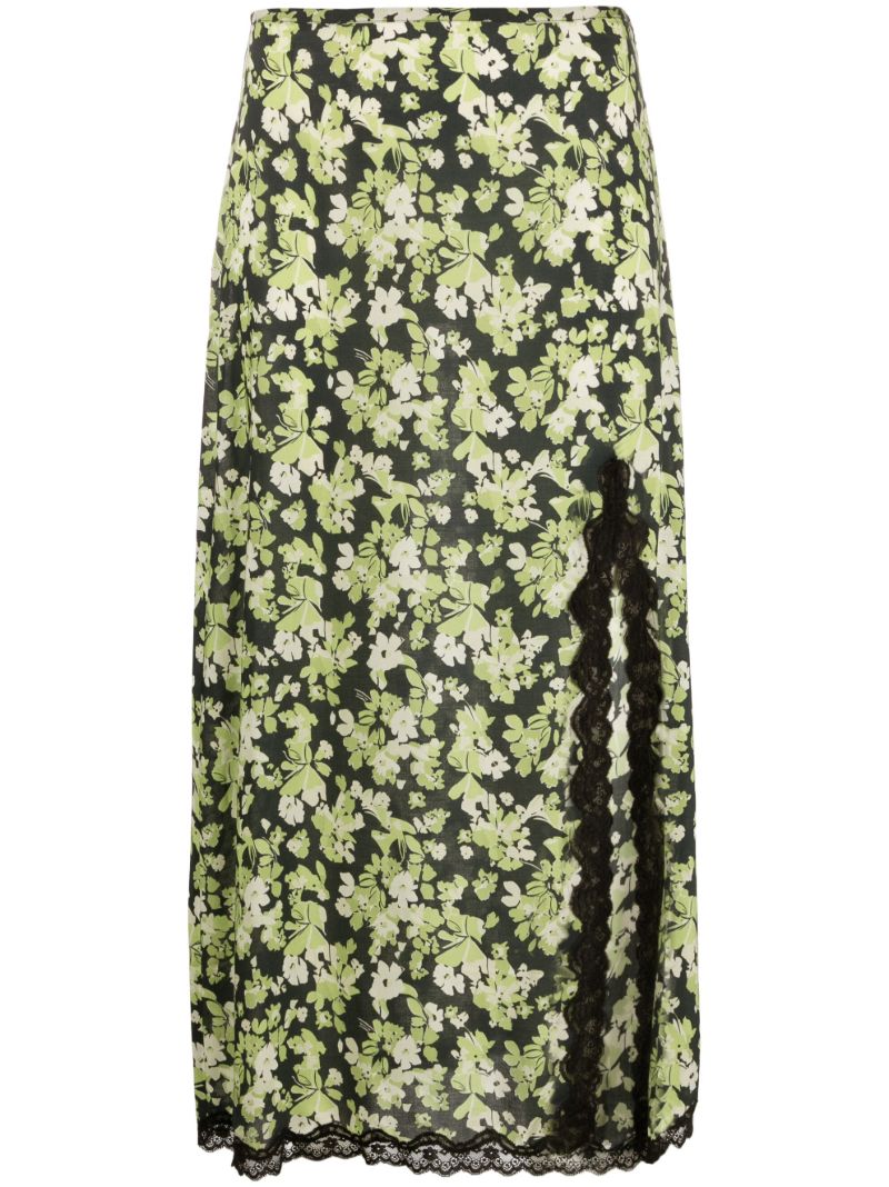 Green Sibilla Floral-print Midi Skirt