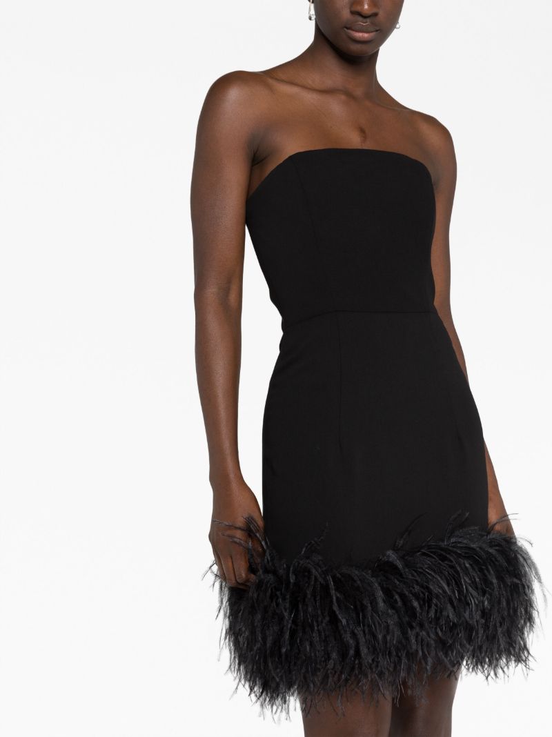 Black Minielli Feather-trim Strapless Mini Dress