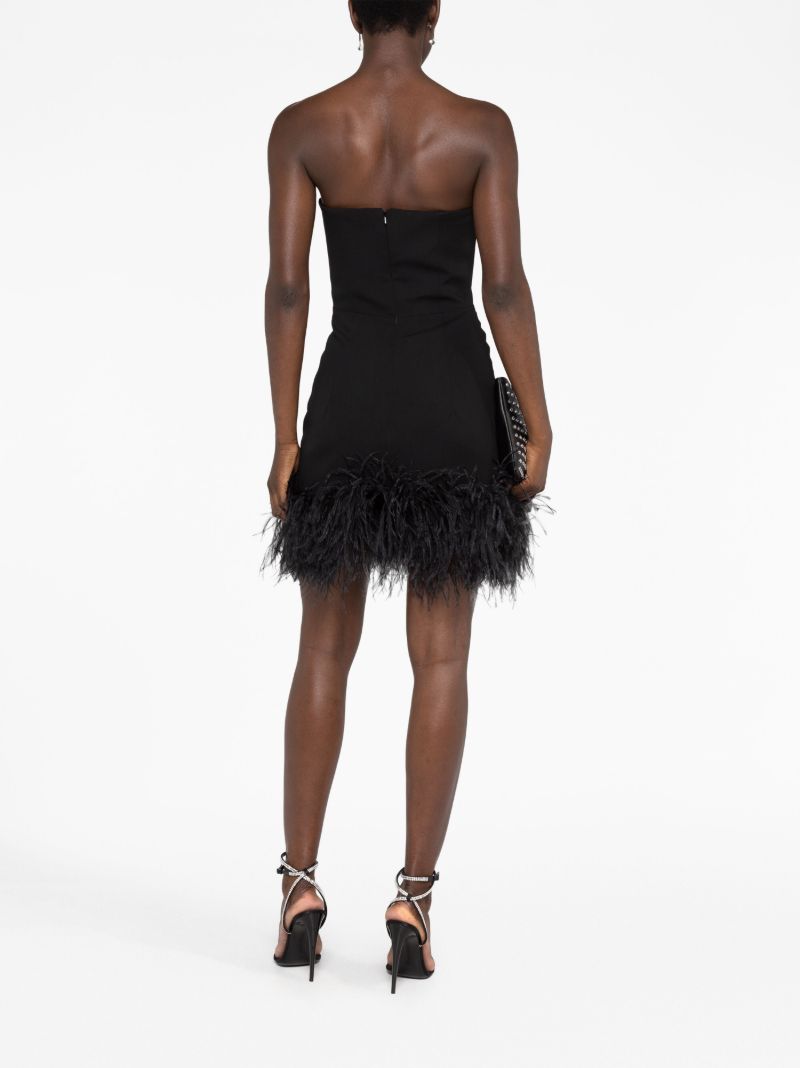 Black Minielli Feather-trim Strapless Mini Dress
