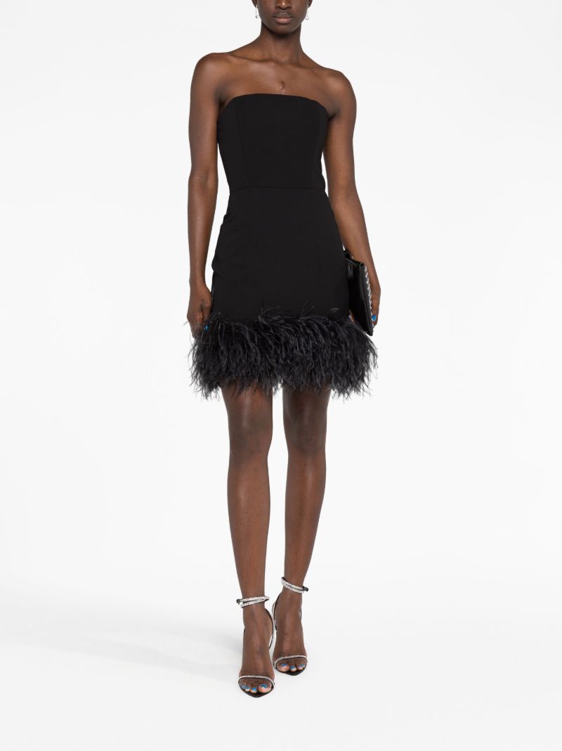 Black Minielli Feather-trim Strapless Mini Dress