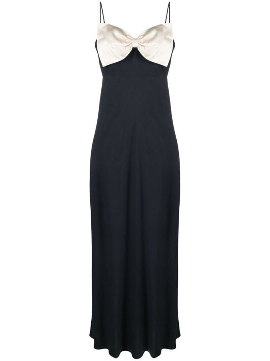 Blue Linda Bow-detail Cady Gown