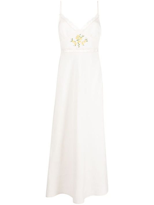 Neutral Amora Floral Embroidered Maxi Dress