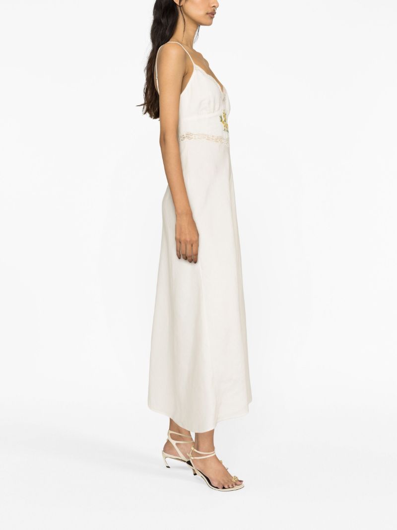 Neutral Amora Floral Embroidered Maxi Dress