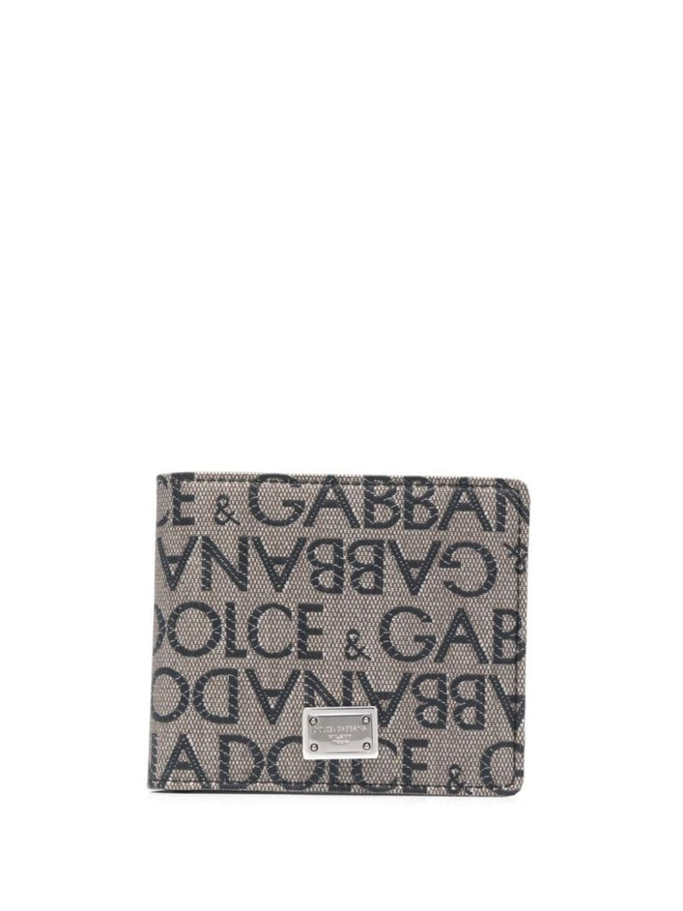 Brown Logo Jacquard Bi-fold Wallet