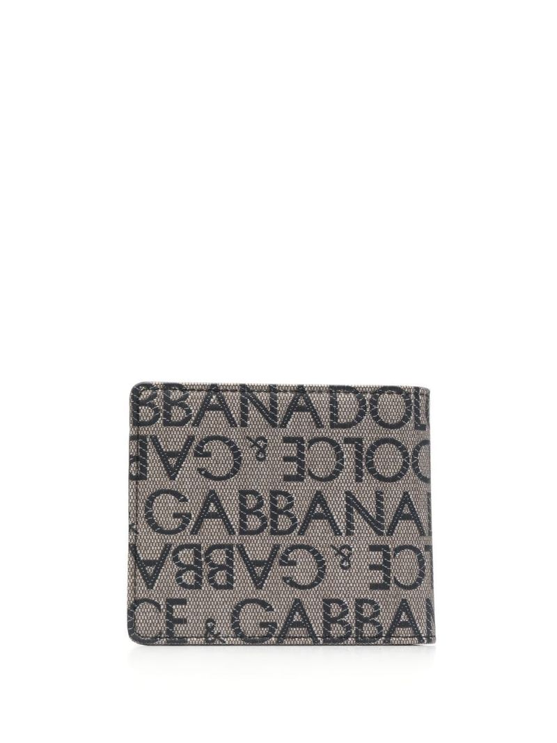 Brown Logo Jacquard Bi-fold Wallet