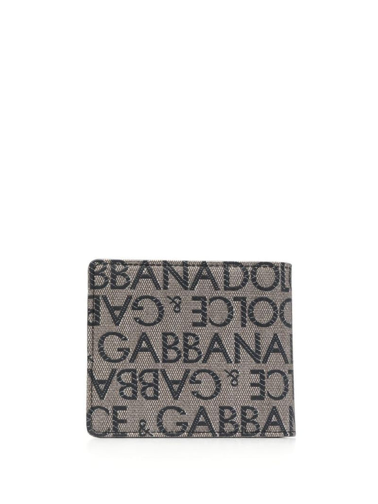 Brown Logo Jacquard Bi-fold Wallet